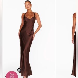 //SHOW ME YOUR MUMU// Anderson Maxi Dress in Chocolate Brown Luxe Satin